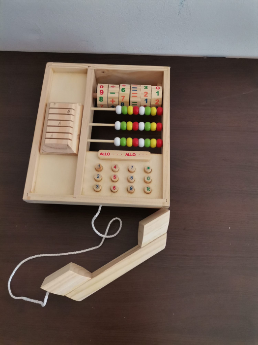 Jucarie lemn Telefon multifunctional cu abac [6]
