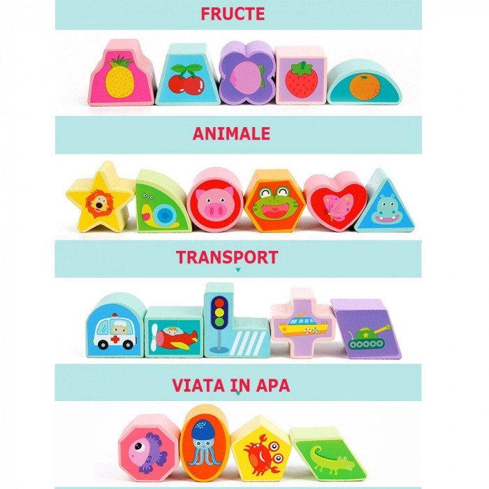 Jucarie Montessori Cub 5 in 1, cu fatete sortatoare de forme si circuit cu bile [2]