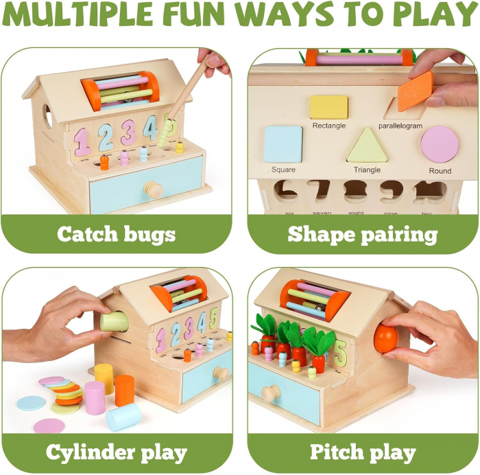 Jucarie Montessori din lemn 8 in 1 – Casuta cu activitati educative [11]