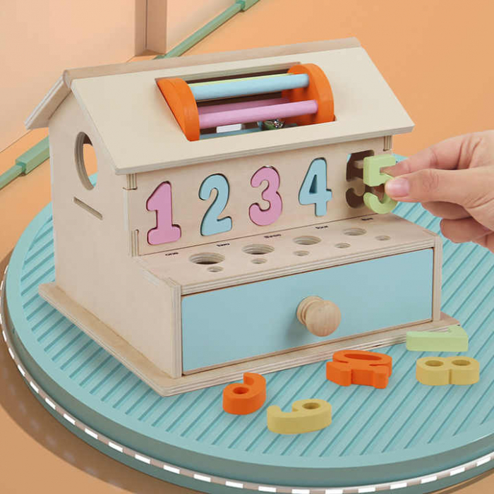 Jucarie Montessori din lemn 8 in 1 – Casuta cu activitati educative [5]