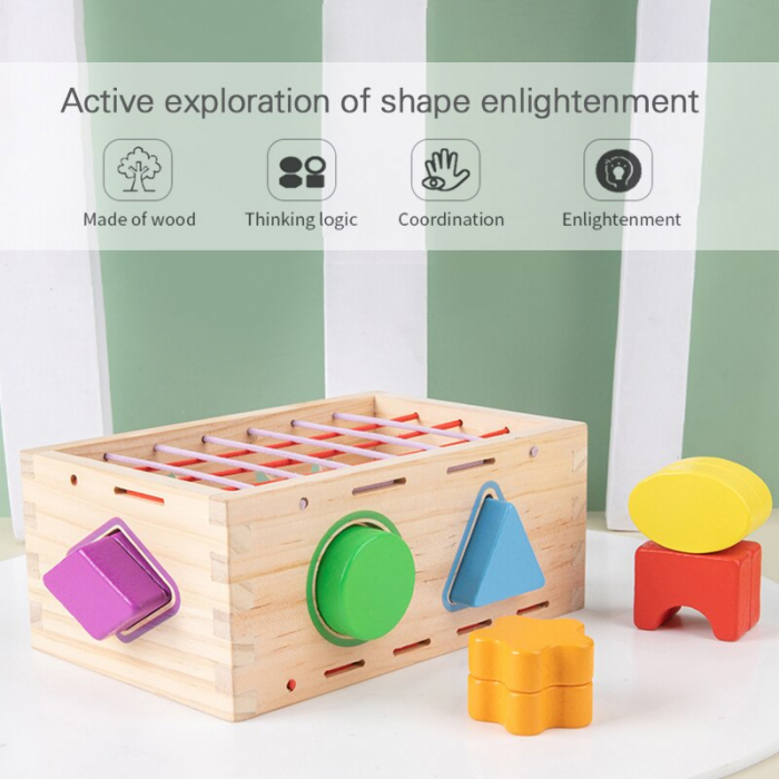 Jucarie Montessori din Lemn Sortator Forme Geometrice [9]