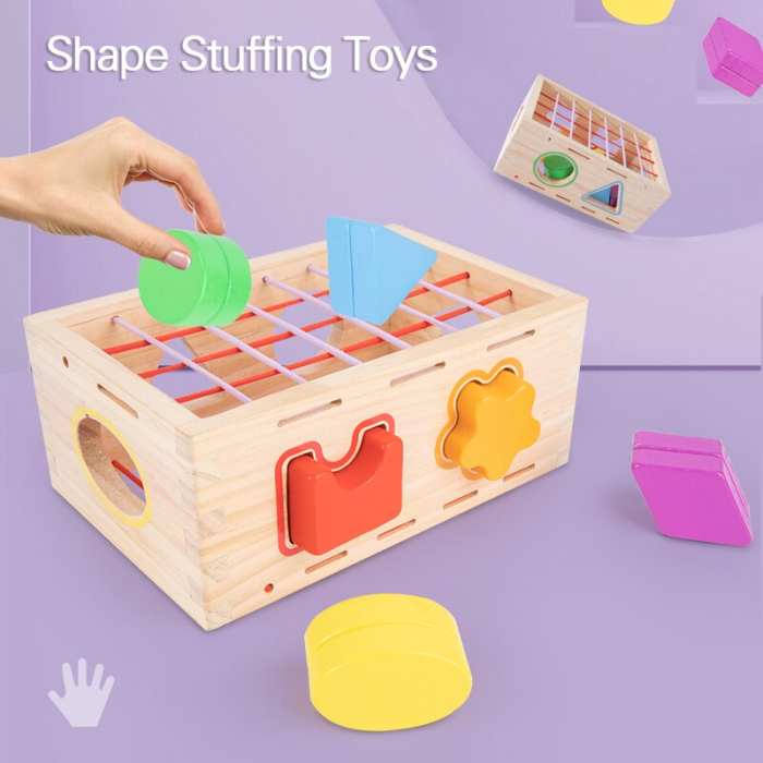 Jucarie Montessori din Lemn Sortator Forme Geometrice [10]
