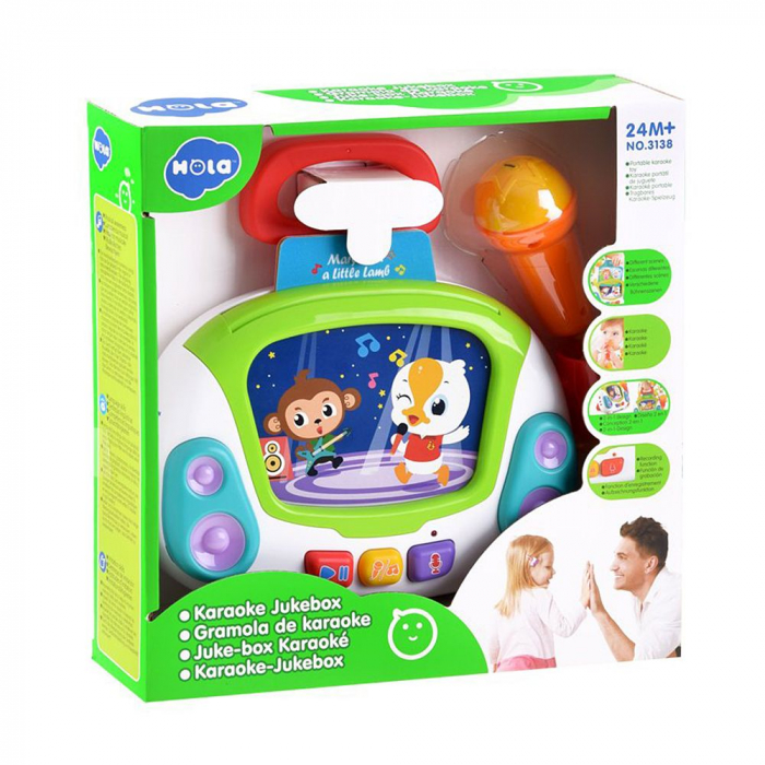 Jucarie Muzicala cu Microfon si LUmini Statie de Karaoke Hola Toys [2]