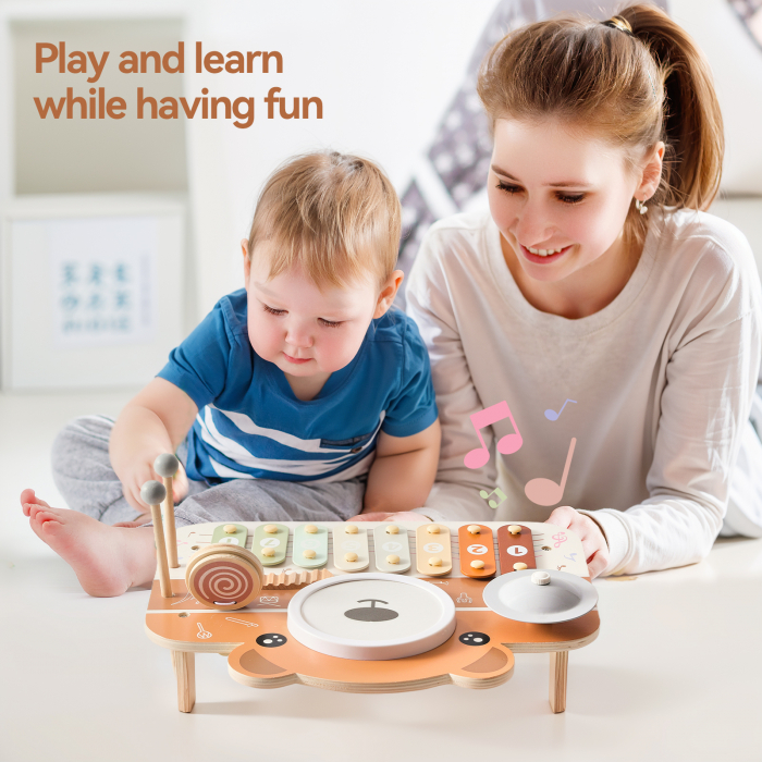 Jucarie Muzicala Lemn Montessori – Xilofon, Tambur, Pian [7]