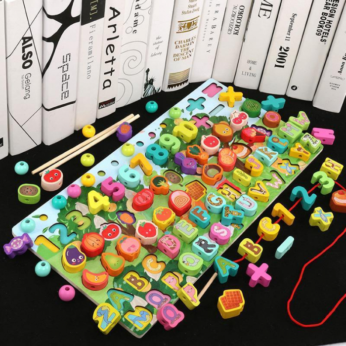 Jucarie Puzzle educativ Montessori cu animale, cifre si litere [3]