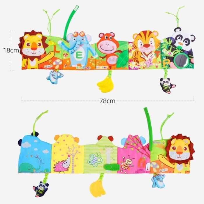 Jucarie senzoriala bebe pentru patut tip carte de activitati cu animalute [4]