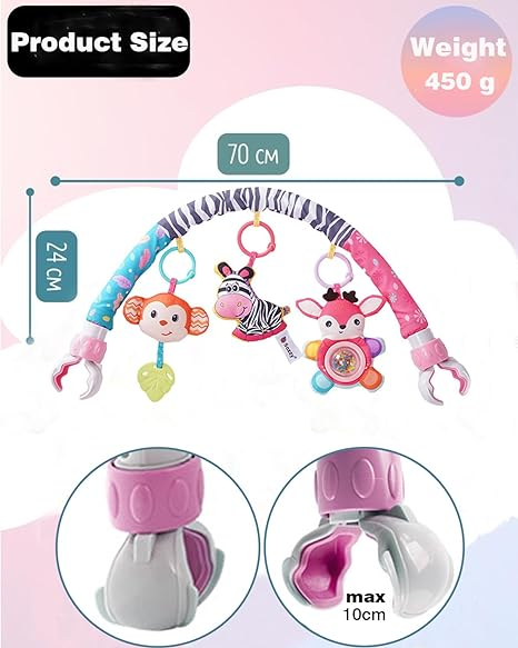 Jucarie senzoriala detasabila pentru sugari pentru carucior sau patut Arc de carucior Roz [2]