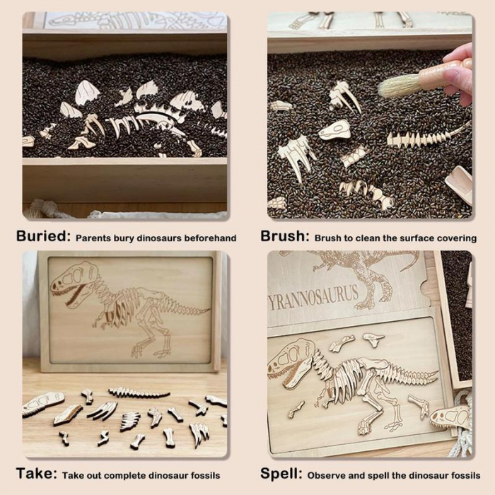 Jucărie tip Comoara Copii Dig Puzzle Diy 3D Dinozaur Fosilă Săpătură Arheologică [2]