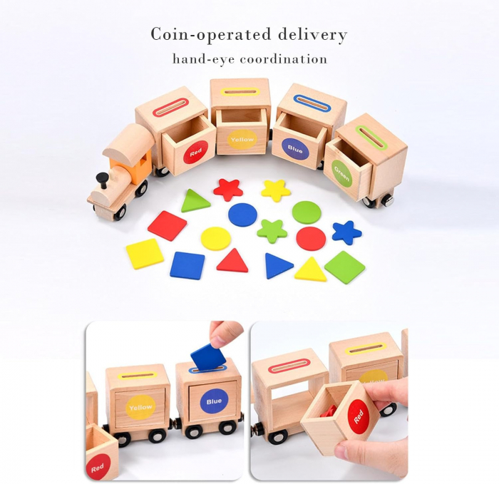 Jucarie Tren Magnetic din Lemn - Joc de Clasificare [2]