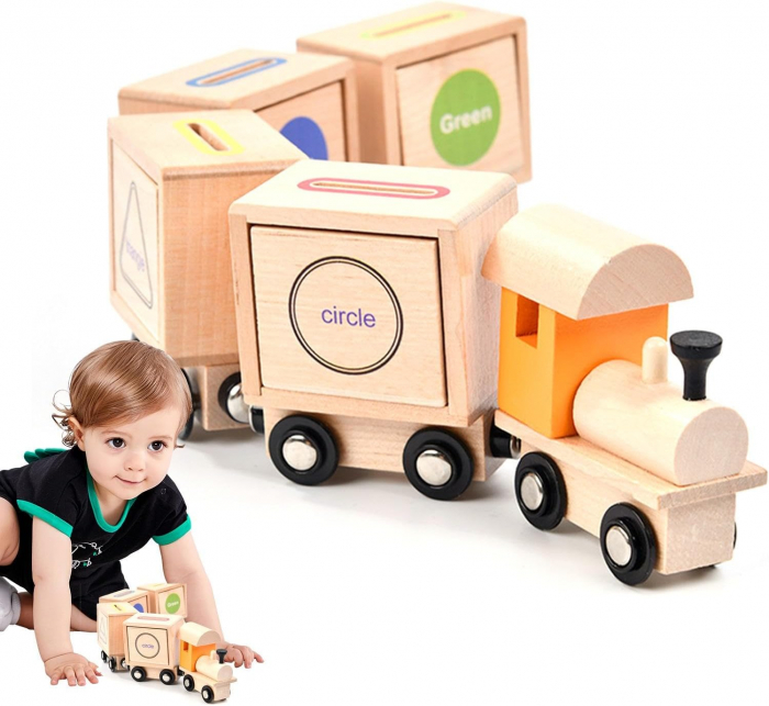 Jucarie Tren Magnetic din Lemn - Joc de Clasificare [3]
