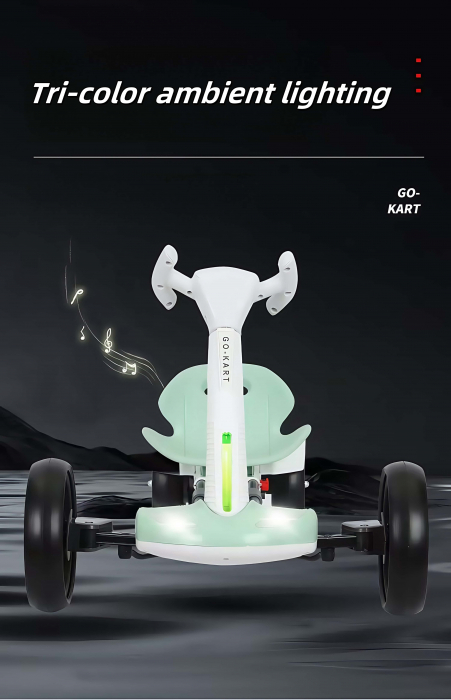 Kart Electric 12V Pliabil Copii Lumina LED Telecomanda Negru [8]
