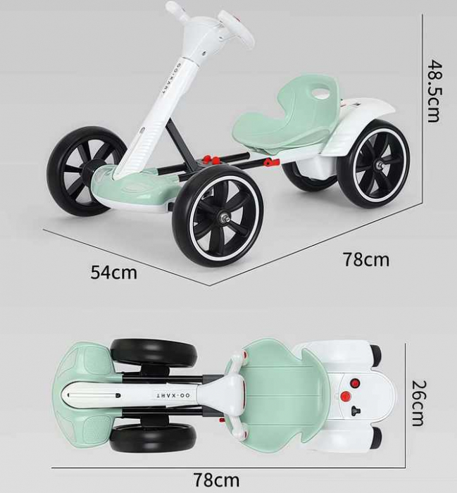 Kart Electric 12V Pliabil Copii Lumina LED Telecomanda Negru [10]
