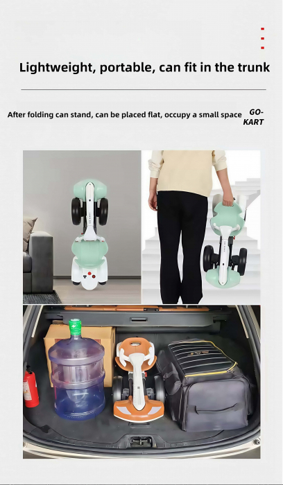 Kart Electric 12V Pliabil Copii Lumina LED  Albastru [6]