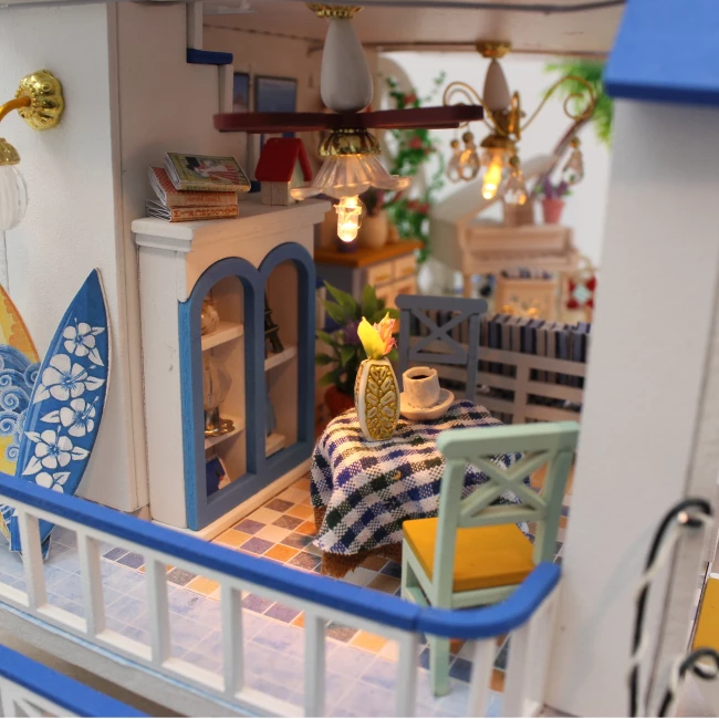 Kit Casa de Plaja in Miniatura DIY – Vila Artizanala cu Mobilier si Lumini LED [6]