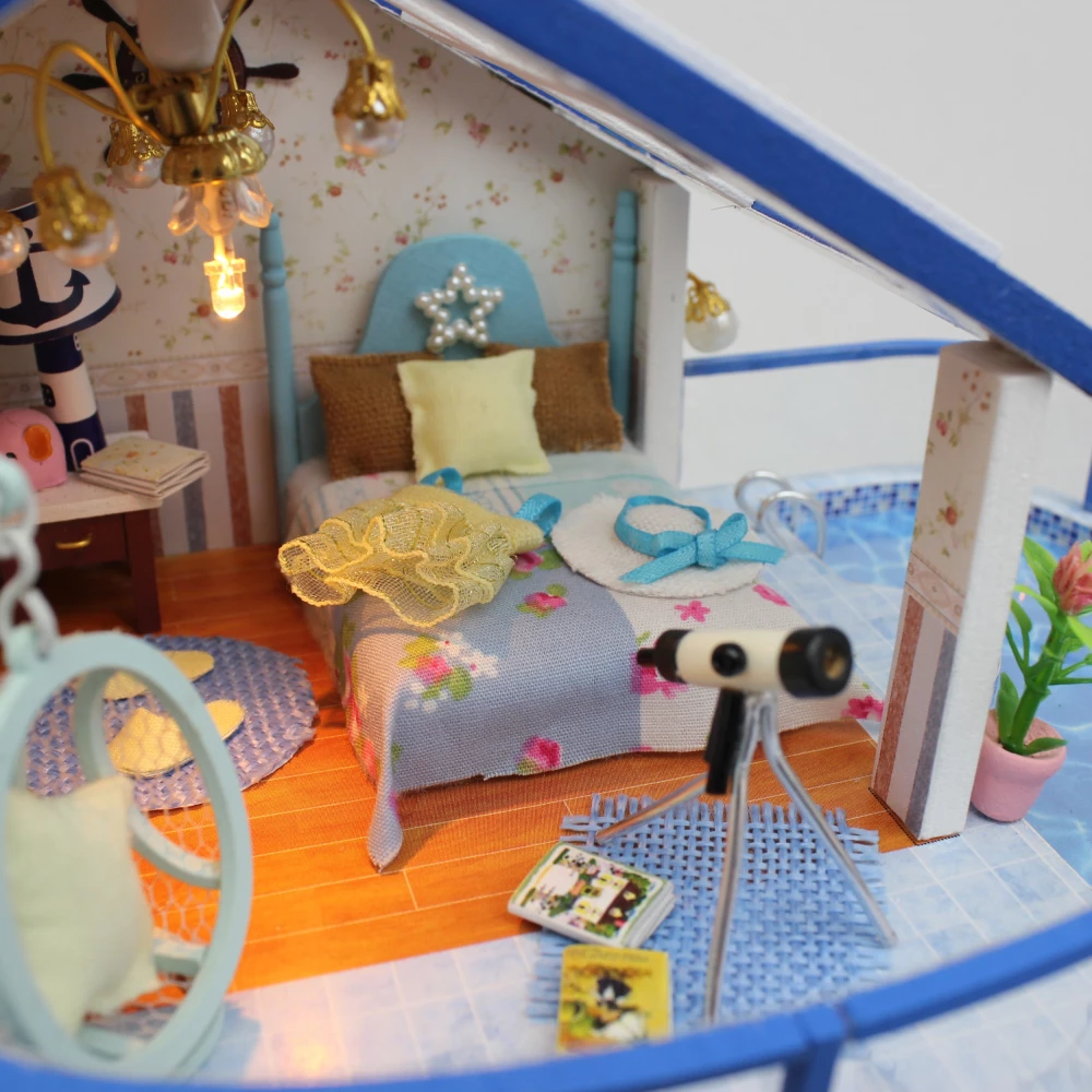 Kit Casa de Plaja in Miniatura DIY – Vila Artizanala cu Mobilier si Lumini LED [7]