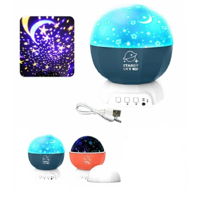 Lampa de Veghe Copii cu Proiectie Stele si Luna, USB si Baterii [3]