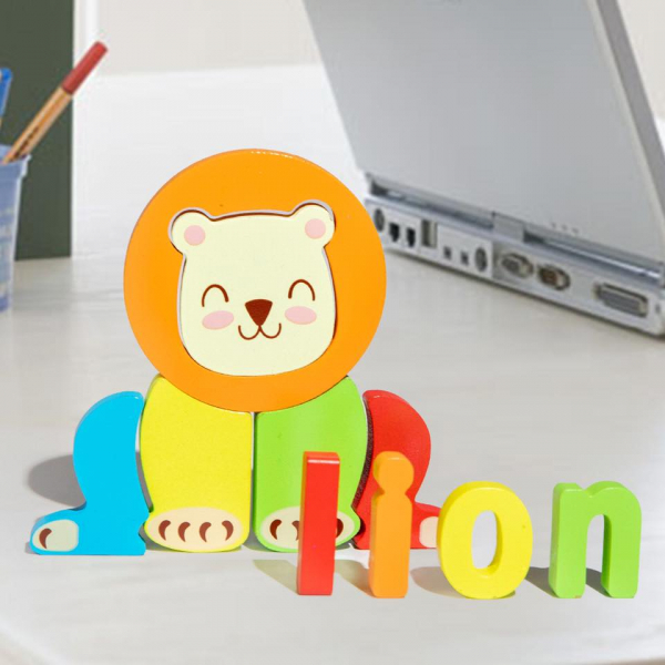 Set 2 Puzzle Educational din Lemn 3D Imagini cuvinte in Engleza. [4]