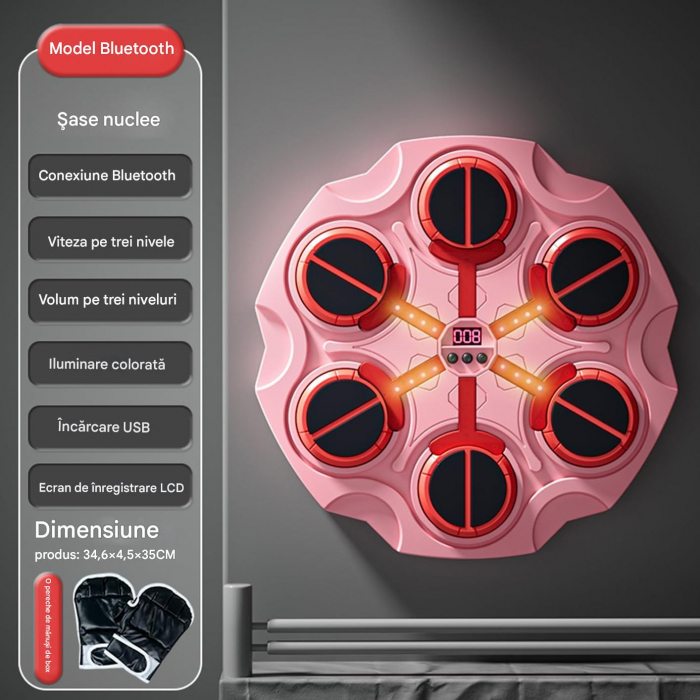Maaina de Box Inteligenta cu Muzica si Bluetooth Roz – Montare pe Perete, LED [4]