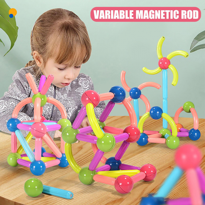 Joc STEM Magnetic Bar Blocks – Set de Constructii 3D din Blocuri Magnetice Colorate [3]