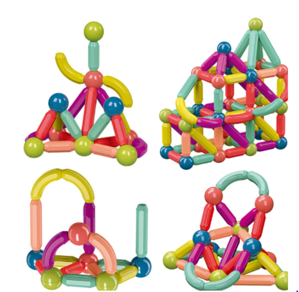 Joc STEM Magnetic Bar Blocks – Set de Constructii 3D din Blocuri Magnetice Colorate [4]