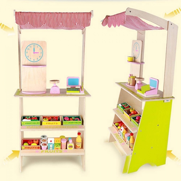 Stand din Lemn cu Accesorii - Supermarket pentru Copii [3]