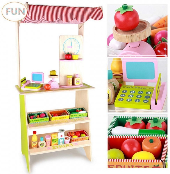 Stand din Lemn cu Accesorii - Supermarket pentru Copii [2]
