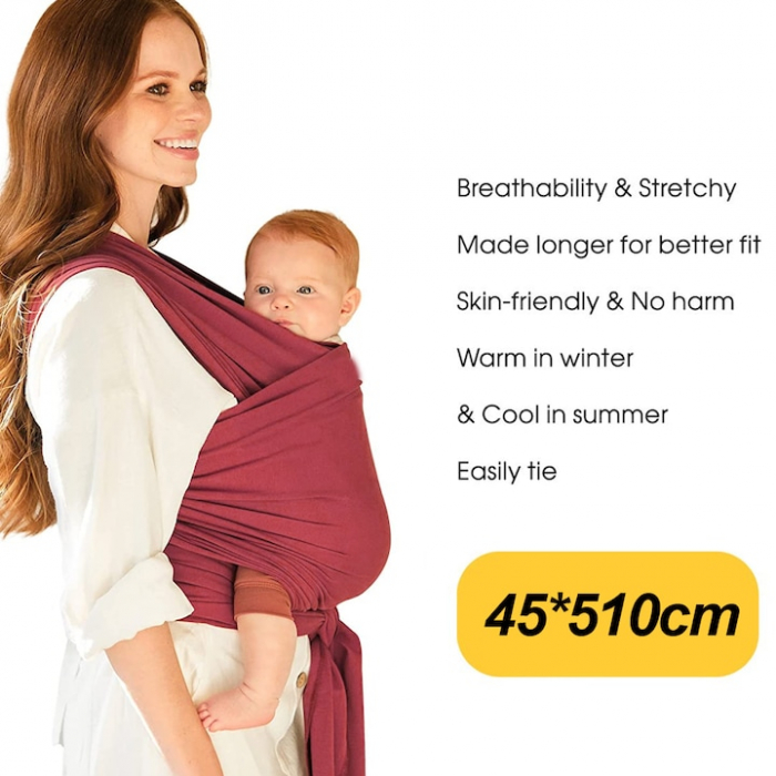 Marsupiu Elastic pentru Bebelusi Rosu - Wrap Ergonomic [5]
