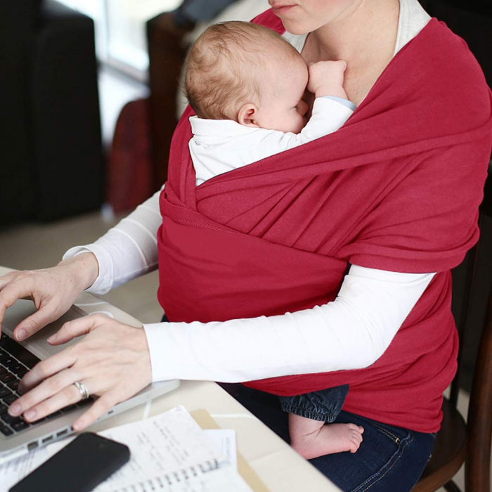 Marsupiu Elastic pentru Bebelusi Rosu - Wrap Ergonomic [2]