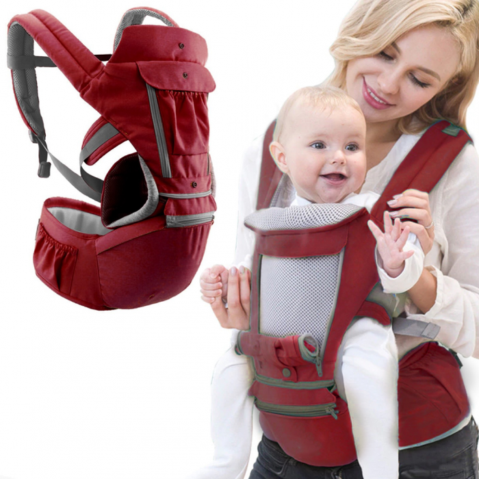 Marsupiu Ergonomic Bebe 0-36 luni – 12 Moduri Purtare -Rosu [2]