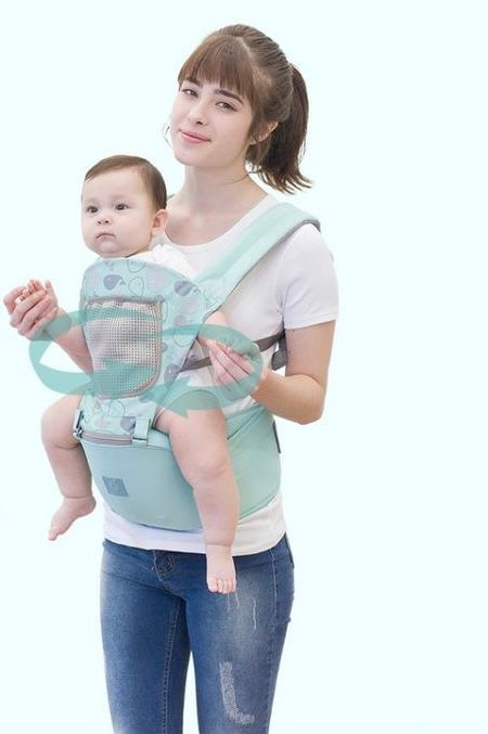 Marsupiu multifunctional 3 in 1 cu scaun pentru sold - Turcoaz si Gri [4]