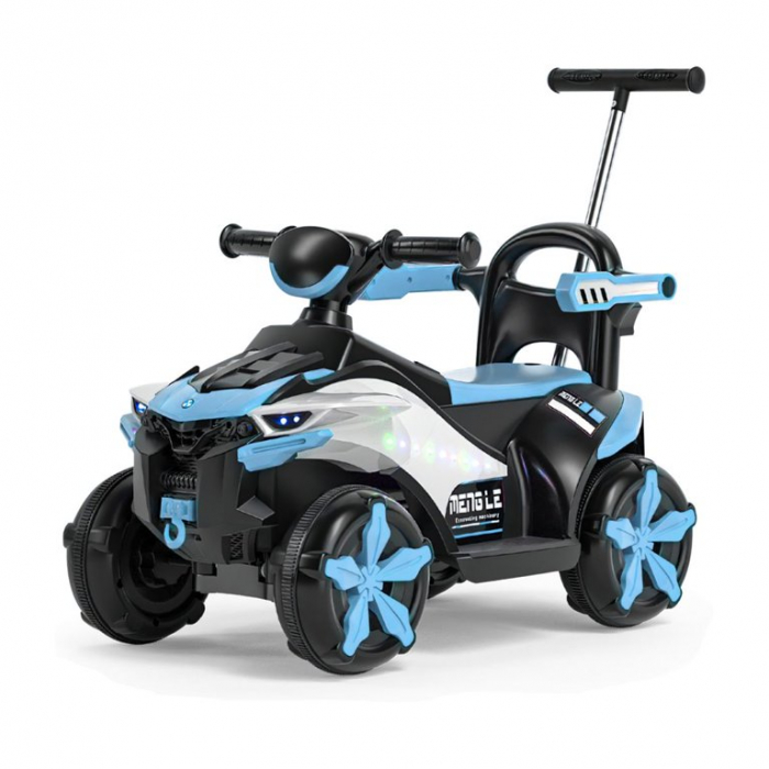 Masinuta Copii Atv Electric si maner de impins 6 V si Telecomanda Albastru [2]
