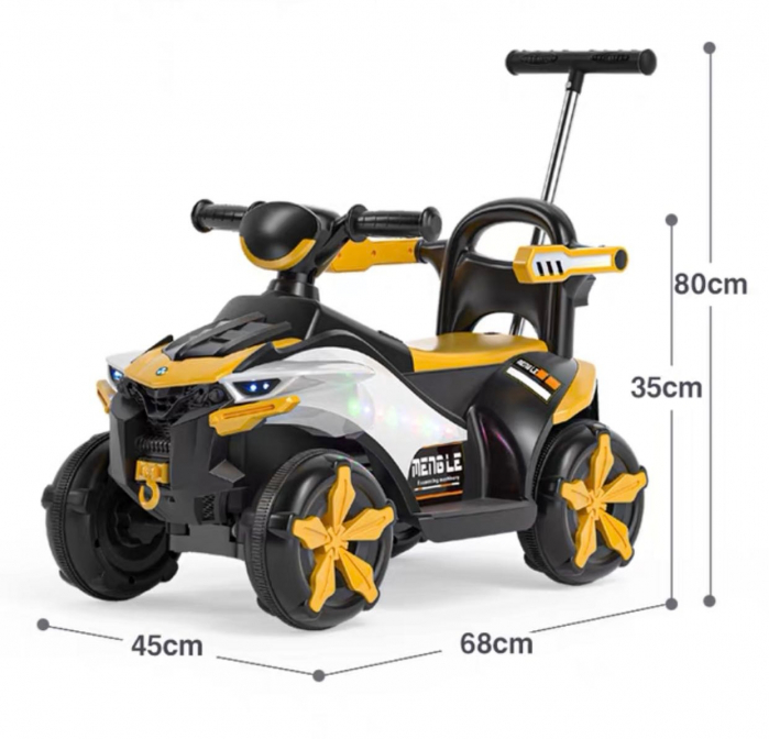 Masinuta Copii Atv Electric si maner de impins 6 V si Telecomanda Rosu [2]