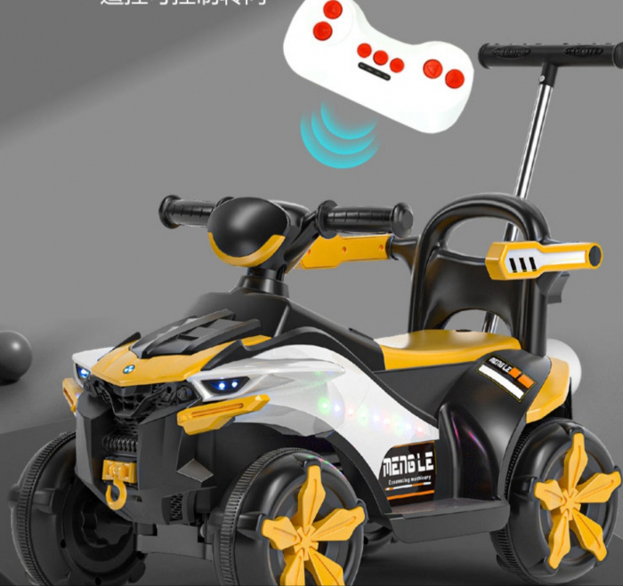 Masinuta Copii Atv Electric si maner de impins 6 V si Telecomanda Rosu [3]