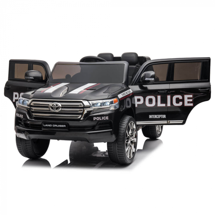 Masinuta Politie Toyota Land Cruiser 12V pentru Copii Roti EVA MP3 Scaun Piele Telecomanda [7]