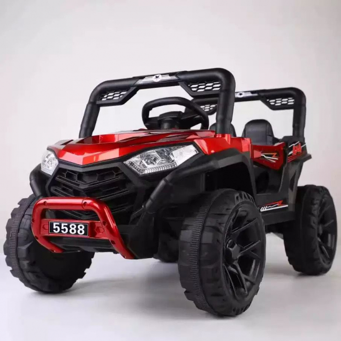 Masinuta electrica Jeep 12V pentru copii 2 motoare telecomanda muzica lumini Rosu [2]