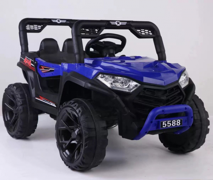 Masinuta electrica Jeep 12V pentru copii 2 motoare telecomanda muzica lumini Albastru [2]