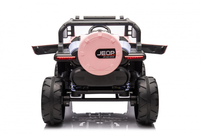 Mașinuța electrică Jeep Roz cu 2 Locuri 4x4 Radiotelecomnda [4]