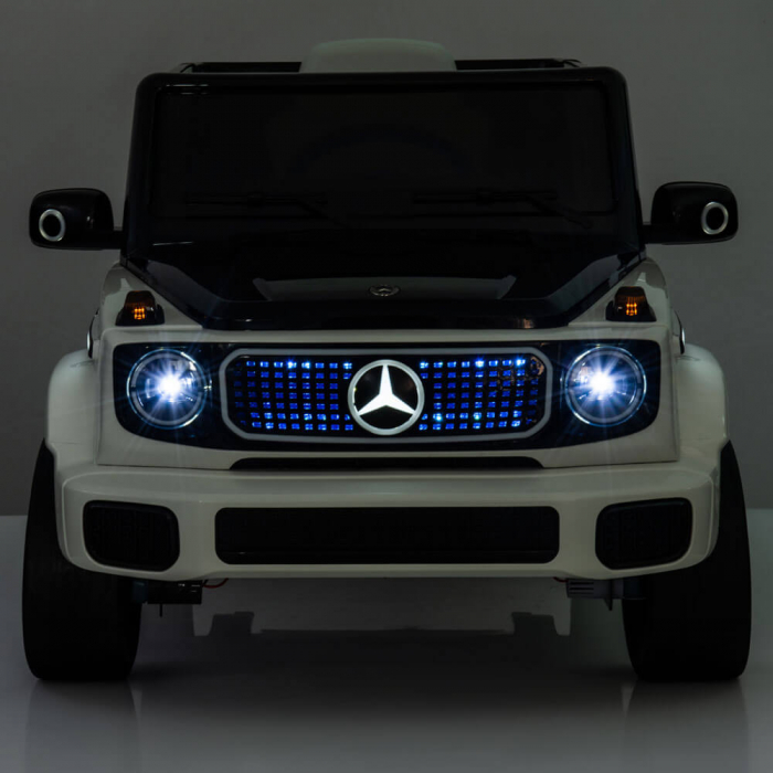 Masinuta Electrica Mercedes EQG Concept 12V Scaun Piele ECO Roti Cauciuc EVA MP3 Bluetooth Alba [4]
