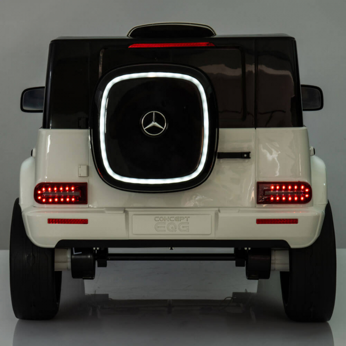 Masinuta Electrica Mercedes EQG Concept 12V Scaun Piele ECO Roti Cauciuc EVA MP3 Bluetooth Alba [3]