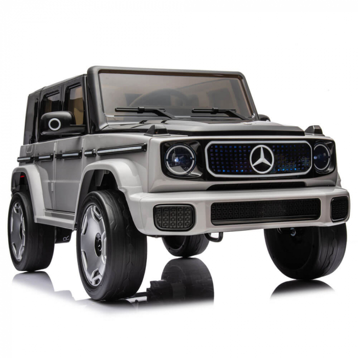 Masinuta Electrica Mercedes EQG Concept 12V, Scaun Piele ECO, Roti Cauciuc EVA, MP3, Bluetooth, Gri [3]