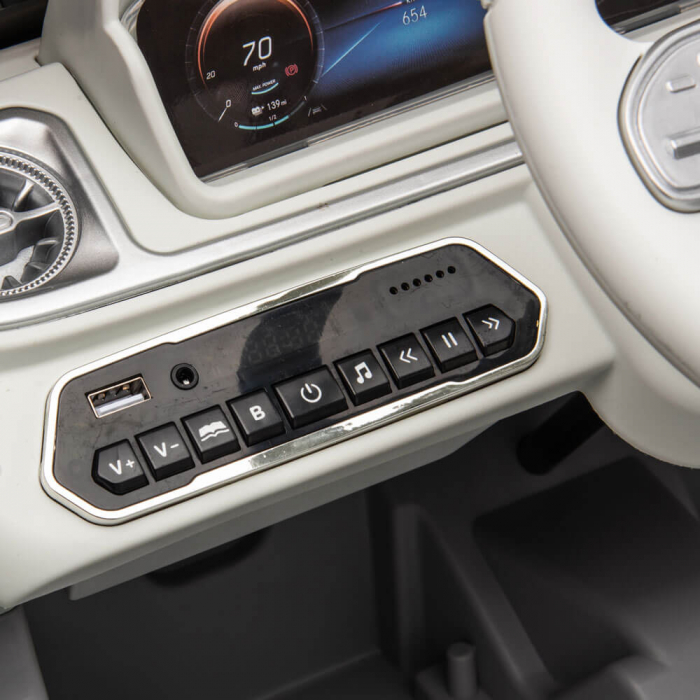 Masinuta Electrica Mercedes EQG Concept 12V Scaun Piele ECO Roti Cauciuc EVA MP3 Bluetooth Negru [6]