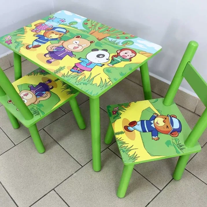 Masuta de Lemn cu 2 scaune copii cu Desene [3]