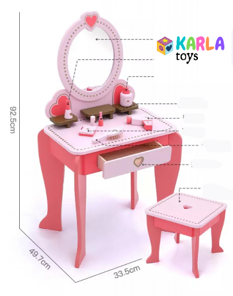 Set Masa de toaleta cu scaun si oglinda pentru fetite din lemn [8]