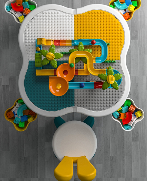 Masuta tip lego duplo cu scaun Iepuras 100 piese mari [3]