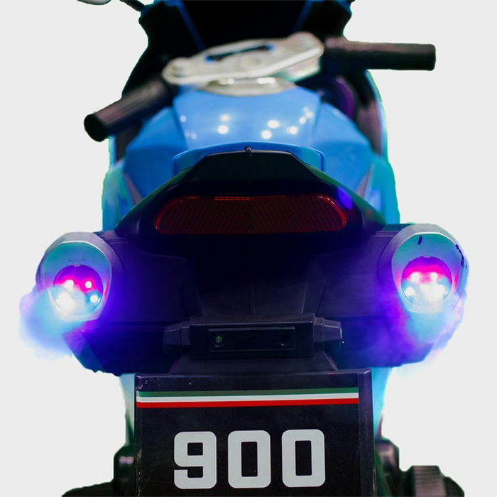 Motocicleta Electrica Copii 12V  – Albastra, LED, Roti Ajutatoare, USB & Sunete [4]