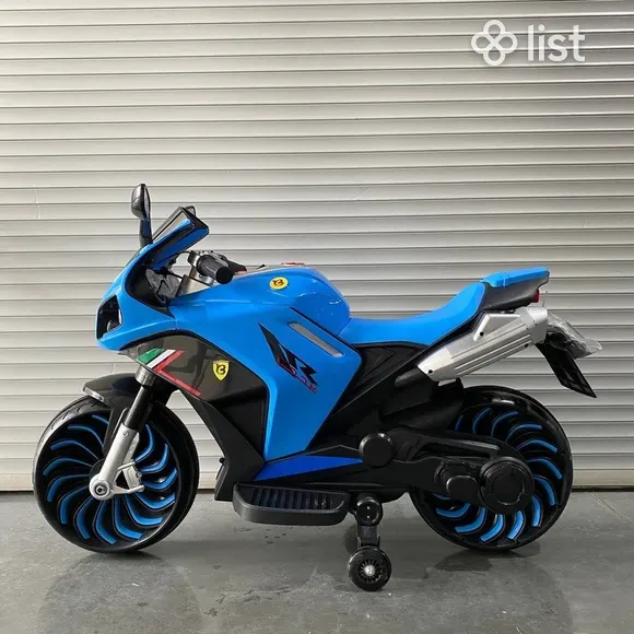 Motocicleta Electrica Copii 12V  – Albastra, LED, Roti Ajutatoare, USB & Sunete [5]