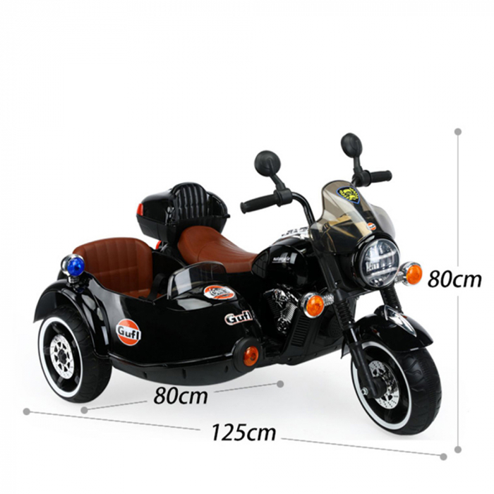 Mototcicleta Electrica copii cu Atas 12 V 3 Rotii  2 Locuri [2]
