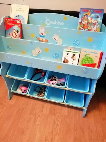 Organizator Jucarii Lemn cu Raft Cartii Onshine Ursulet Raft de jucarii din lemn [5]