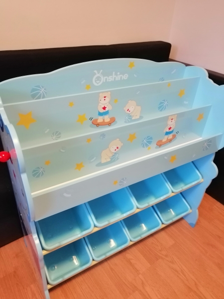 Organizator Jucarii Lemn cu Raft Cartii Onshine Ursulet Raft de jucarii din lemn [6]