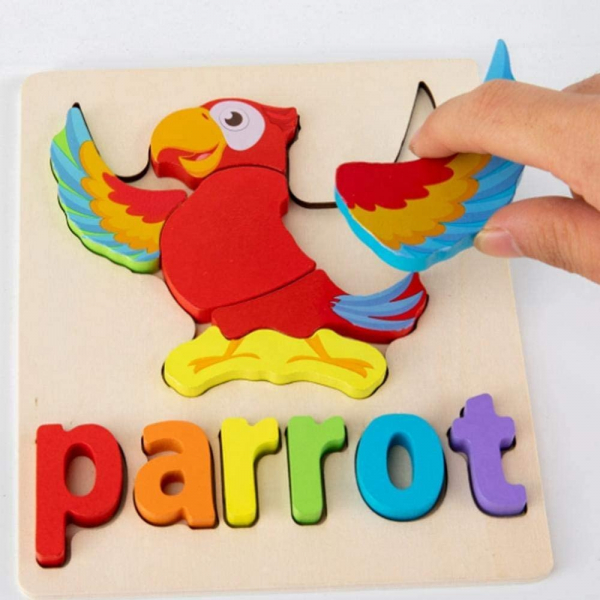 Set 2 Puzzle Educational din Lemn 3D Imagini cuvinte in Engleza. [3]
